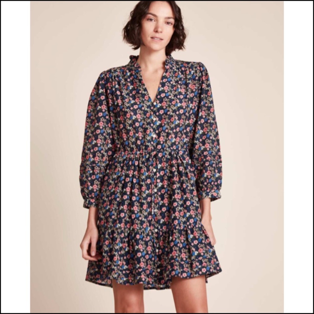 Trovata Birds of Paradise Yulia Cotton Silk Shirt Dress